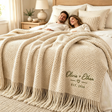 Personalized Couples Blanket with Embroidered Name & Date Wedding Gifts for Couples 2026 Cozy Fringe Blanket for Bed, Sofa Home Decor Cozy Gifts for Women Anniversary Birthday Wedding