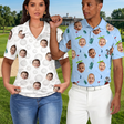 Polo de golf personalizado con cara estampada divertida de secado rápido, camisa tipo polo unisex para golfistas, regalos para amantes del golf, padre golfista, abuelo, esposo, novio, familiares y amigos