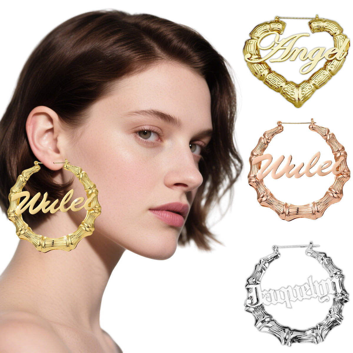 Personalized Bamboo Earrings for Women , Jewelry Gift for Women