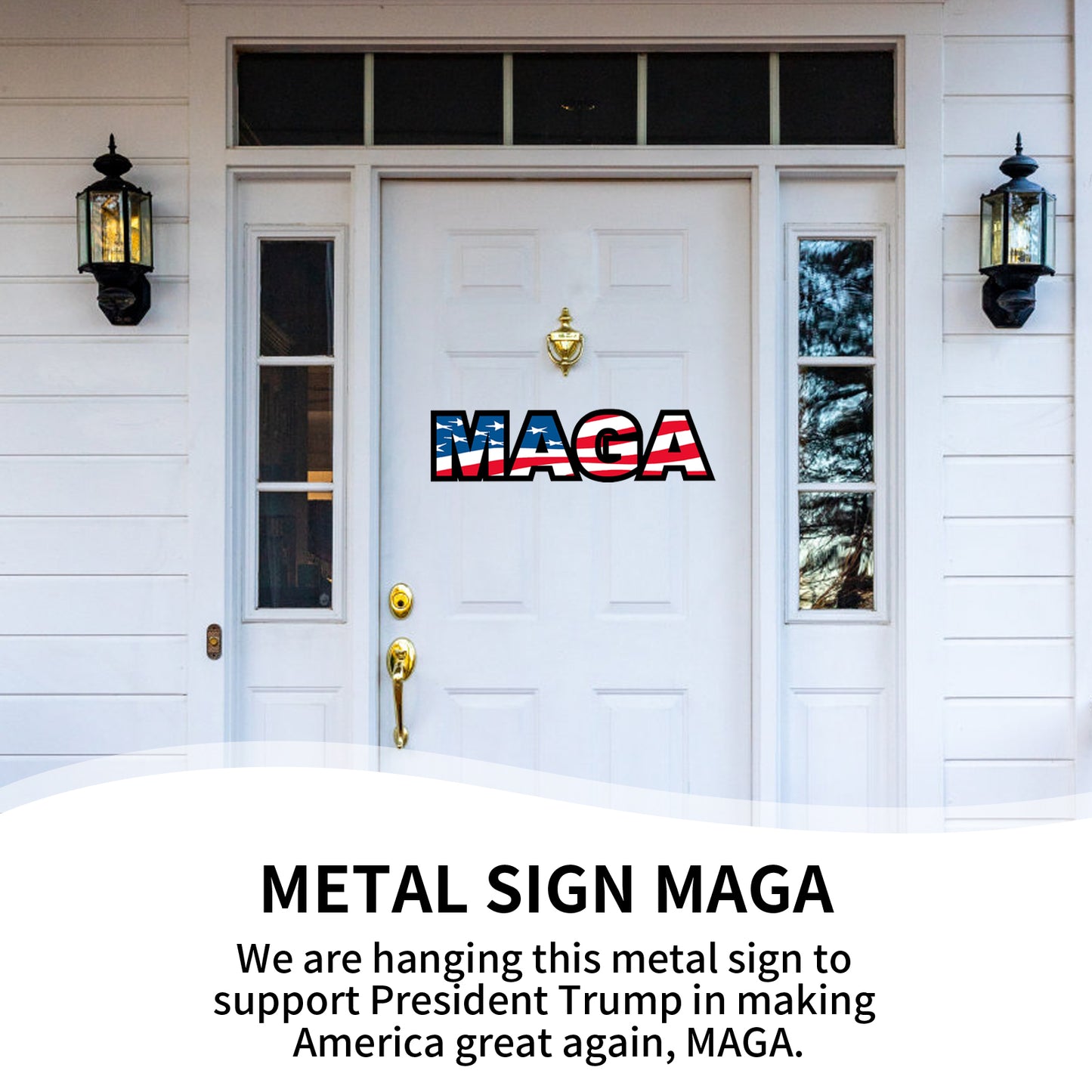 MAGA Design, Trump Signs for Yard, Metal Sign with USA Flag and Stars