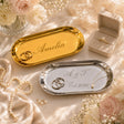 Personalized Jewelry Dish Engraved Ring Holder Custom Trinket Tray Gold or Silver Jewelry Tray with Name or Monogram Engraving Elegant Ring Holder for Wedding Bride and Bridesmaid Gifts