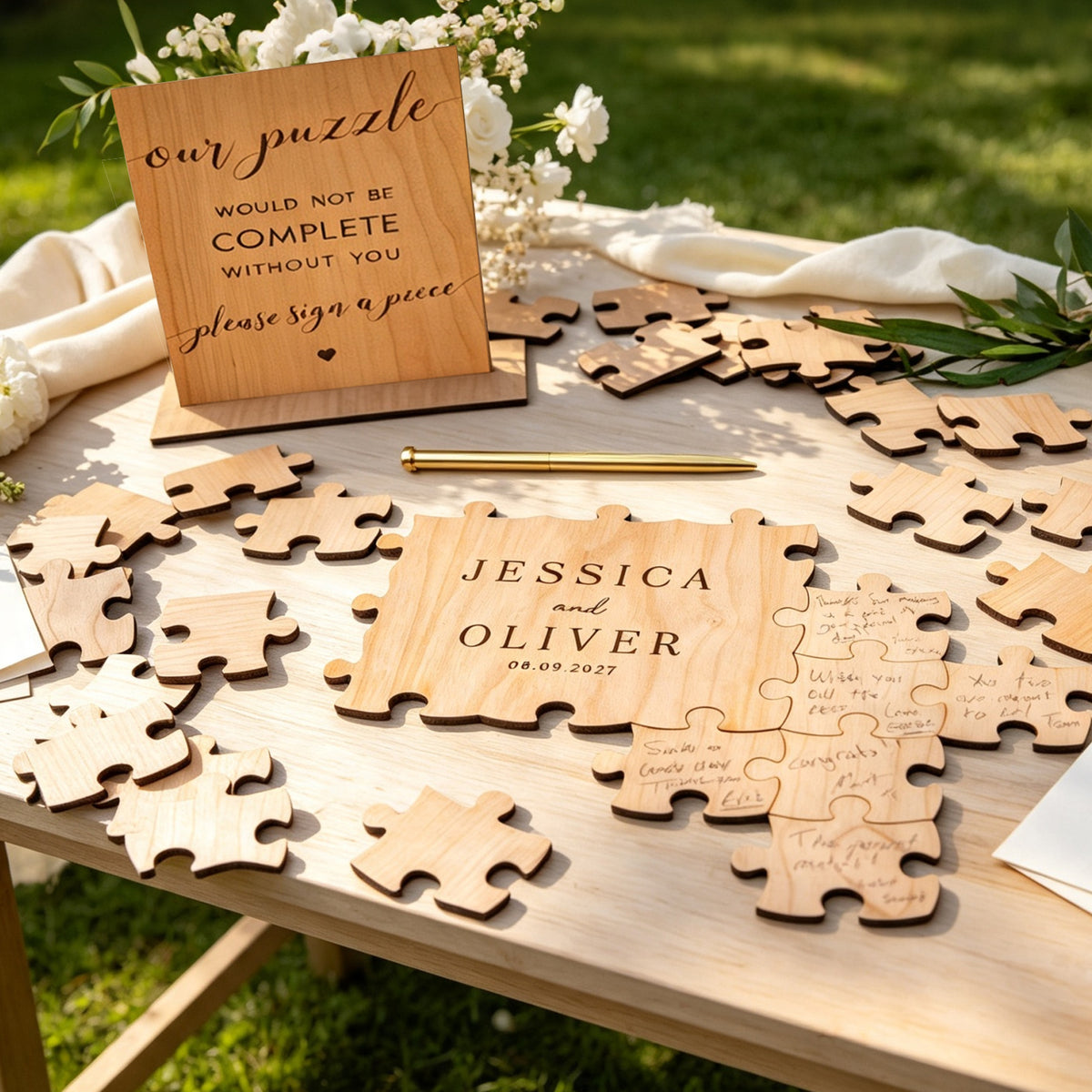Personalized Wedding Puzzle Guest Book Alternative Custom Couple's Names & Date Wooden Puzzle Guestbook Ideas Guest Book Wedding Reception Sign in Book for Wedding Birthday Anniversary