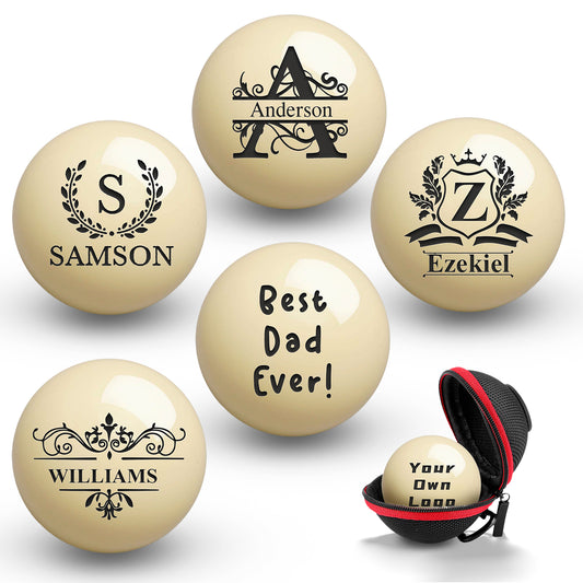 Personalized Billiards Cue Ball with Pouch