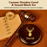 Juego de mazo y bloque de sonido de madera personalizados, juego de mazo de juez, nombre y texto grabados a medida, regalo para abogados, jueces, presidentes, jubilación, graduación de la Facultad de Derecho, cumpleaños, regalos de Navidad