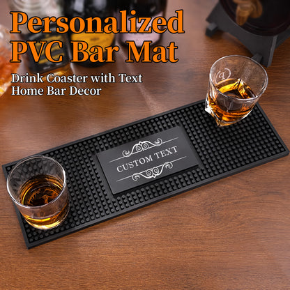 Personalised Bar Mat Non-slip PVC Rubber Bar Mat Custom Bar Name Spill Mat for Countertop Home Bar Coffee Bar Gifts for Bartender Drinking Lover Cocktail Lover  Newlywed Beer Mat Decor