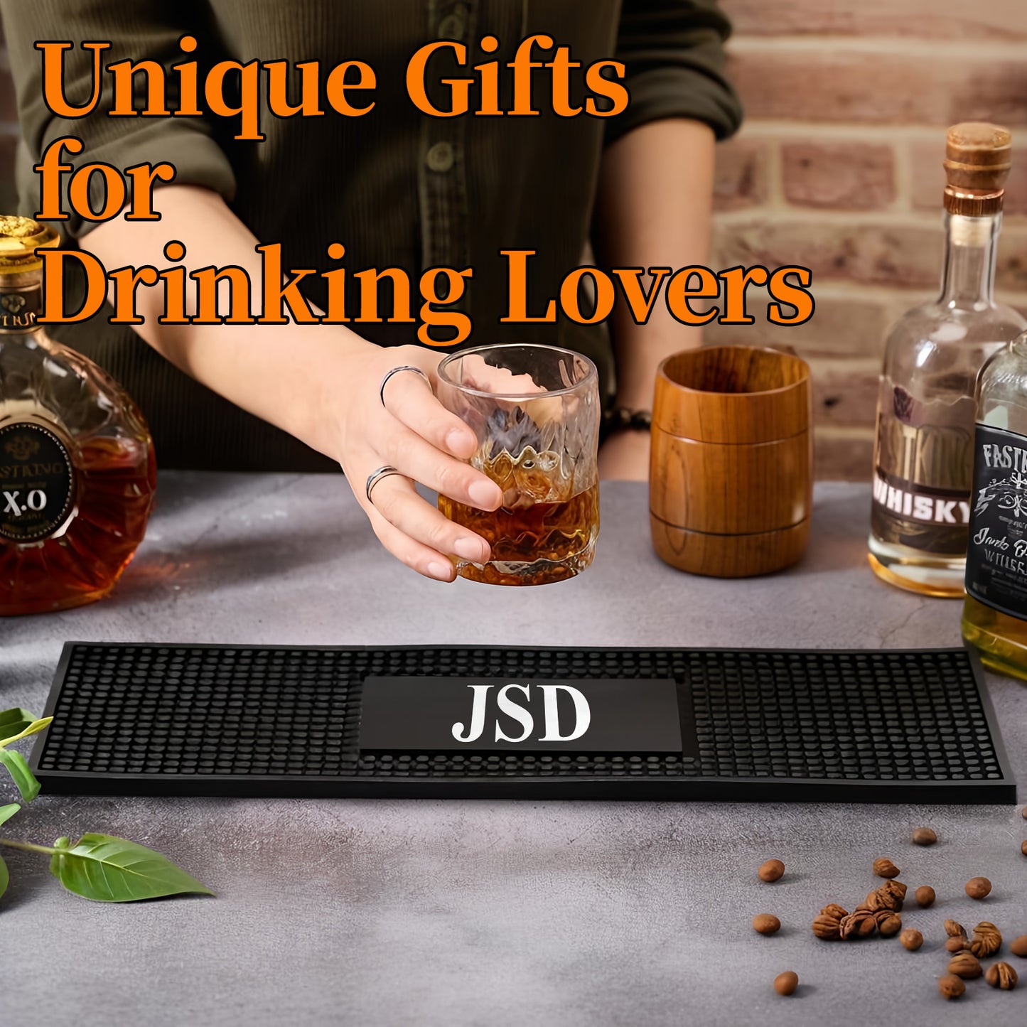 Personalised Bar Mat Non-slip PVC Rubber Bar Mat Custom Bar Name Spill Mat for Countertop Home Bar Coffee Bar Gifts for Bartender Drinking Lover Cocktail Lover Newlywed Beer Mat Decor