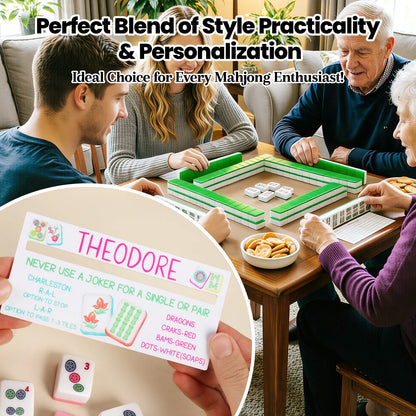 Personalized Acrylic Mahjong Line Reader with Rules and Name Accessories Tool Gifts for Parties Game Nights Birthday Gifts for Lovers Beginners Family Friends Wife