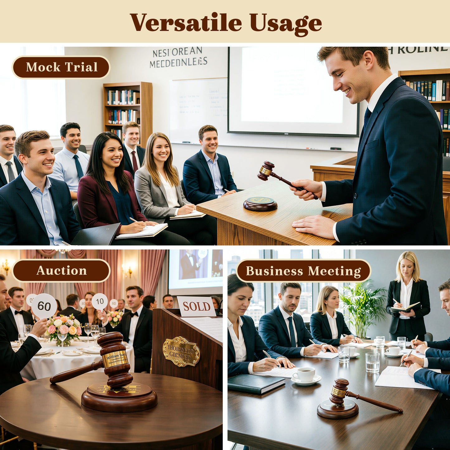 Personalized Judge Gavel and Sound Block Set