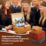 Personalized Graduation Wooden Keepsake Box Custom Engraved Memory Box with Name Storage Boxes for High School College Graduates Cap and Gown Photos Letters Graduation Gifts-for Him Her