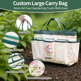 Personalized Gardening Tools Gardening Supplies Kit Gardening Gifts for Women Garden Tool Bag Organizer with Birth Flower and Name Outdoor Hand Tools Birthday Gifts for Gardener Christmas