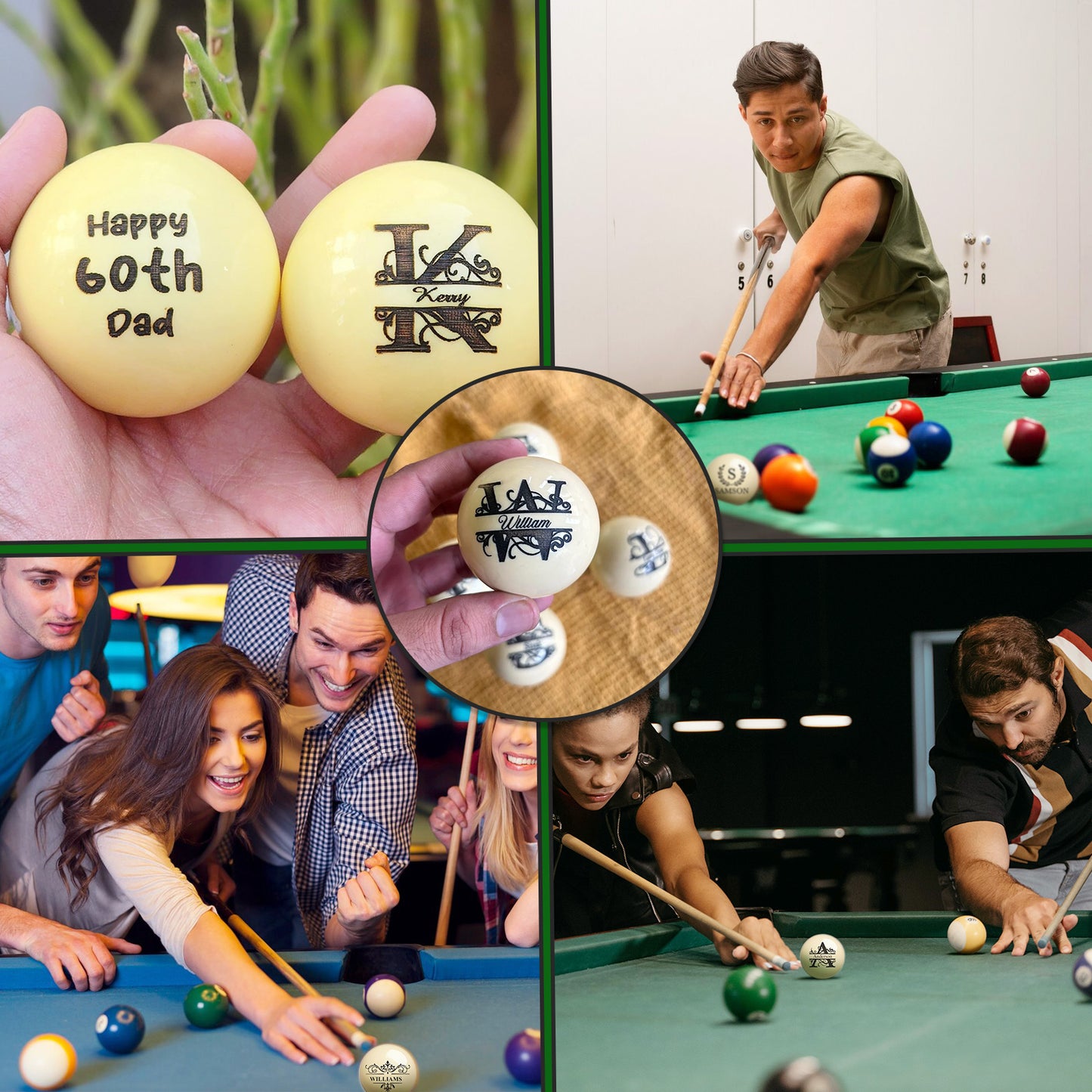 Personalized Billiards Cue Ball with Pouch