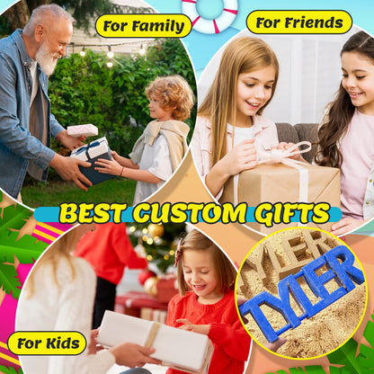 Personalized Name Sand Toys Custom Name 3D Printed Beach Tool Summer Outdoor Beach Toys Birthday Gifts for Kids Toddler Adult Family Grandson Granddaughter
