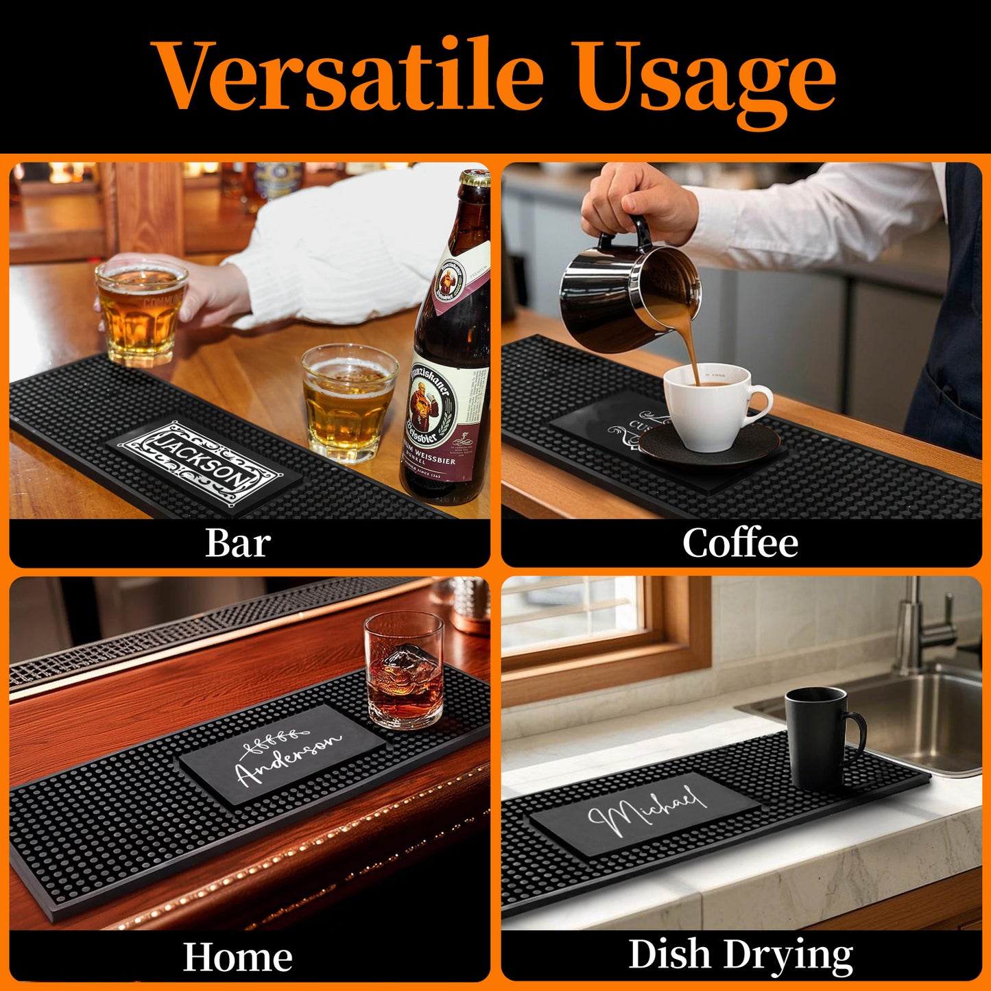 Personalised Bar Mat Non-slip PVC Rubber