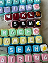 Personalized name fidget clicker. 3D printed CLICKER keychain party favor clicky sensory ASMR gift