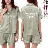 Personalized Pajama Set for Women Custom Pajamas for Bridal Party Bridesmaid Pajamas Two-piece Silky PJ Sets Matching Bridesmaid Pajamas Bridesmaid Gifts Bridal Party Bachelorette Party Gifts