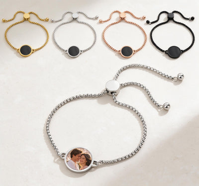 Personalized Heat Activated Hidden Photo Adjustable Bracelets for Women Men