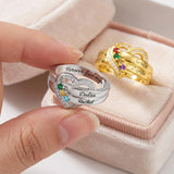 Anillo Corazón de Piedras de Nacimiento Personalizado con 1-8 Piedras y Nombre