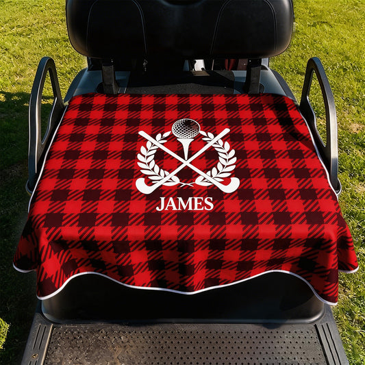 Personalized Golf Cart Seat Cover Custom Name Initial or Logo Golf Course Accessories 51" × 31.5" Universal Fit for 2-Seat Carts Gifts for Golf Enthusiast Dad Husband
