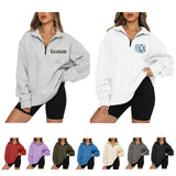 Personalized Quarter Zip Sweatshirt Custom Embroidered Unisex Sweatshirt Design Your Own Sweatshirt Custom Text on Chest Monogram Gifts for Mom Her Bridesmaid Girlfriend Family Christmas Gift