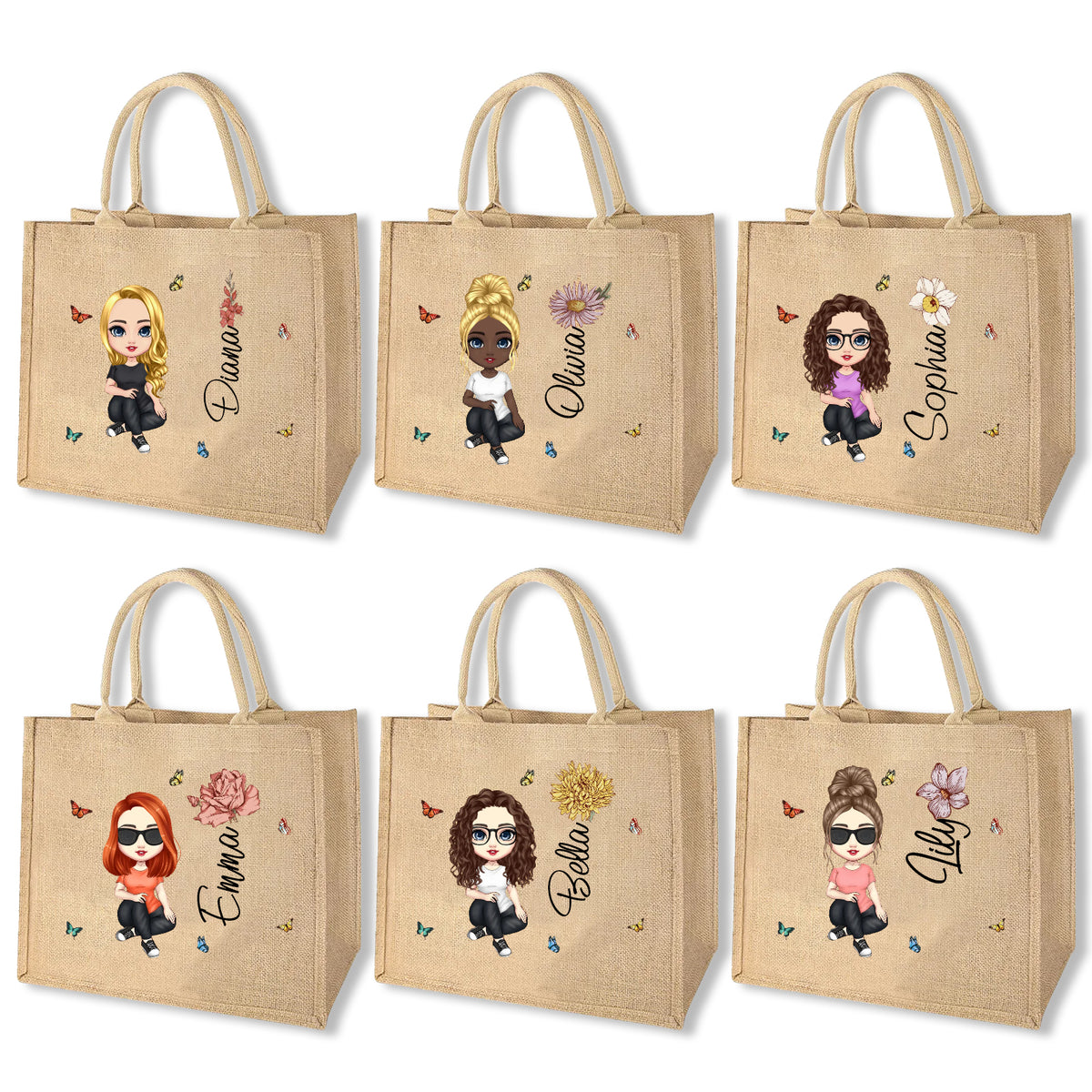 The Signature Character Jute Tote | Custom Name & Cartoon Portrait