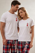 Personalized Matching Pajamas for Couple Custom Name T‑Shirt Pajama Set King Queen Poker Heart Print Scottish Plaid Design Gifts for Husband Wife Anniversary Wedding Valentine's Day Gifts