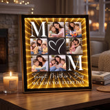 Personalized Photo Mirror Light for Mom 2-in-1 Makeup Mirror & Night Light Family Picture Frame Infinity Mirror Table Night Light Mother's Day Birthday Anniversary Housewarming Xmas Gifts