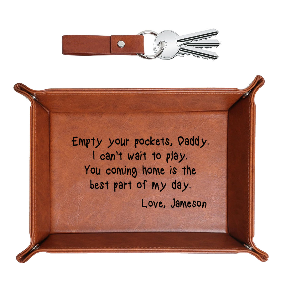 Personalized Leather Storage Tray for Dad New Dad Gift PU Leather Valet Tray Unique Dad Birthday Gifts from Daughter Son Men Gifts for Father