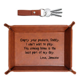 Personalized Leather Storage Tray for Dad New Dad Gift PU Leather Valet Tray Unique Dad Birthday Gifts from Daughter Son Men Gifts for Father