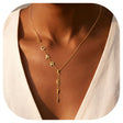 Personalized Lariat Initial Necklace for Women Custom Y-Shaped Name Necklace 18k Gold Plated Jewelry Gifts for Mom Wife Girlfriend Bridesmaids Mother's Day Anniversary Wedding Gifts