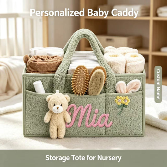 Personalized Baby Diaper Caddy Organizer Custom Baby Storage Basket
