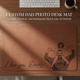 Personalized Photo Desk Mat Large Mouse Pad Custom Sketch Line Art Portrait Non-Slip Waterproof PU Leather Mat