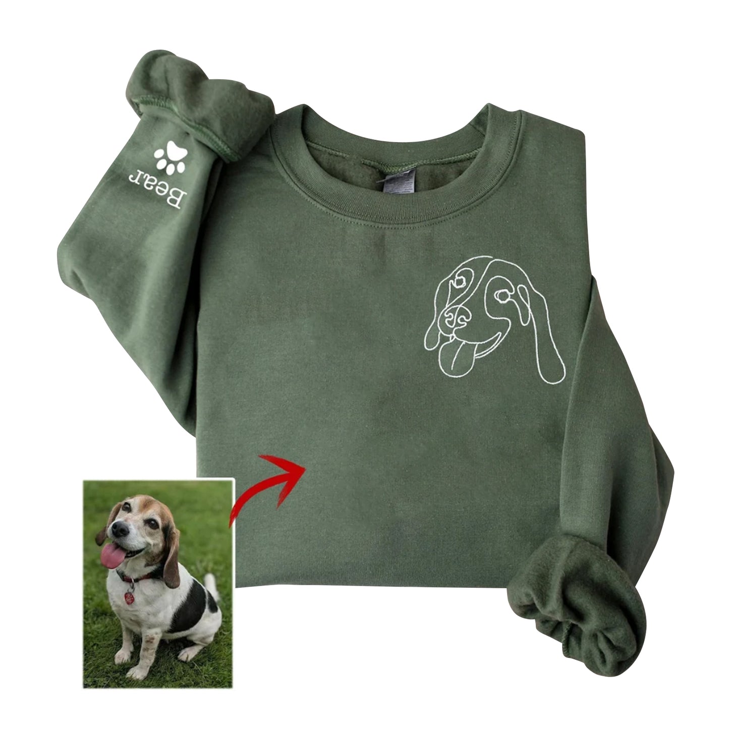Personalized Pet Photo Embroidered Sweatshirt
