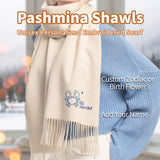 Personalized Embroidered Scarf Unisex Custom Shawls Embroidered Name Constellations Birth Flower Women's Wraps for Daily Travel Xmas Wedding Birthday Gifts for Bride Bridesmaid Mom Lover Friends