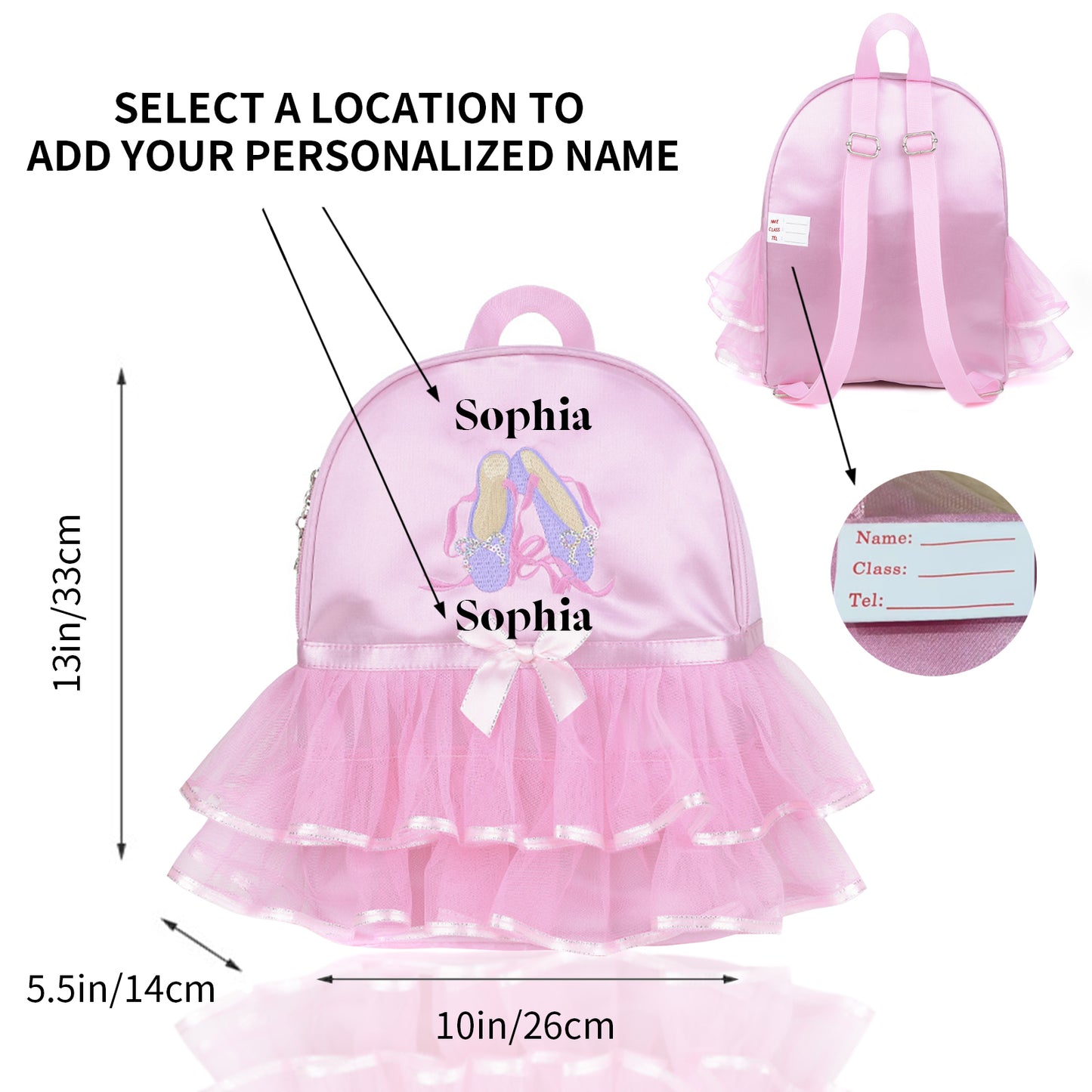 Personalized Kids Dance Ballet Bag Large Capacity Fashion Tote with Keychain Bag