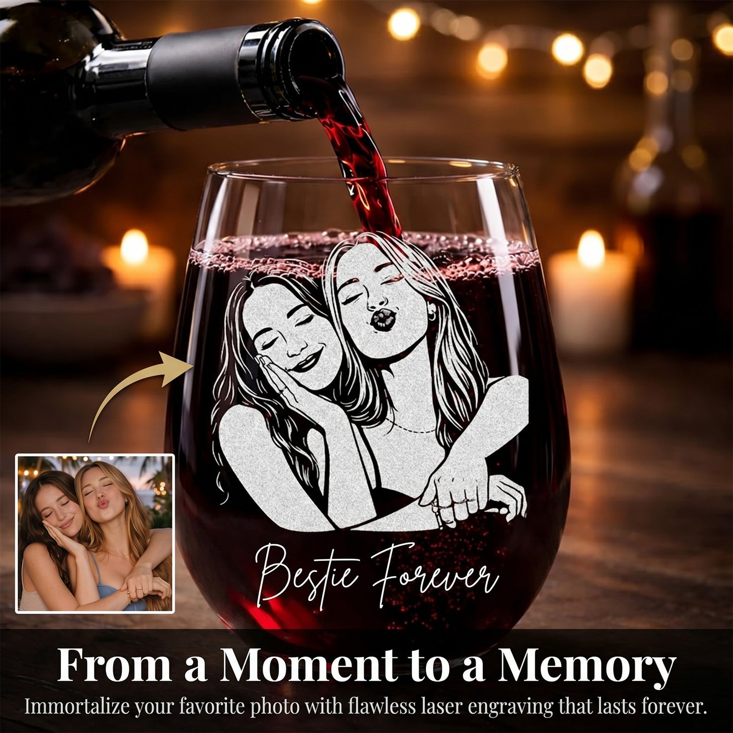 Personalized Besties Portrait Glass BFF Gifts 15oz