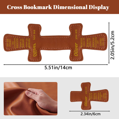 Personalized Magnetic Christian Bookmarks  Custom PU Leather Bookmark with Name & Bible Verses  Catholic Cross Book Marks  Religious Gifts for Women  Students  Teachers  Father  Book Lovers