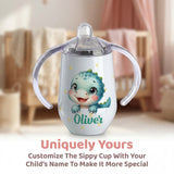 Personalized Insulated Sippy Cup for Toddlers Custom Cute Animal and Name Baby's First Straw Cup Training Cup with Handle BPA Free, 6m+ 10 oz/300ml Birthday Baby Shower Xmas Gifts