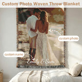 Personalized Blanket with Picture Text Custom Blanket for Mom Dad Couple Girlfriend Boyfriend Husband & Wife Home Decor Woven Tapestry Pet Memorial Blanket Gift for Wedding Anniversary