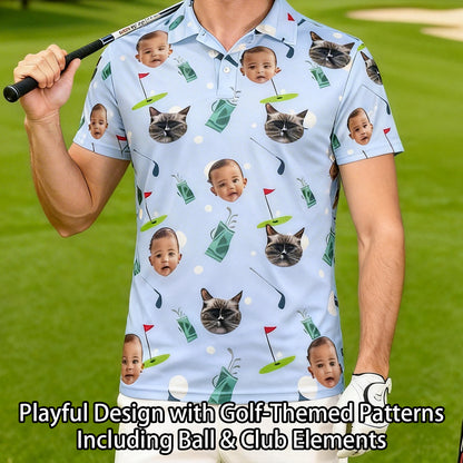 Personalized Golf Polo Shirt  Custom Face on Shirt  Funny Print Quick Dry Polo Shirt  Unisex Golf Outfits  Gifts for Golf Enthusiasts  Golfer  Dad  Grandpa Husband Boyfriend Family Friends