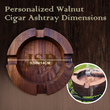 Personalized Walnut Cigar Ashtray for Men