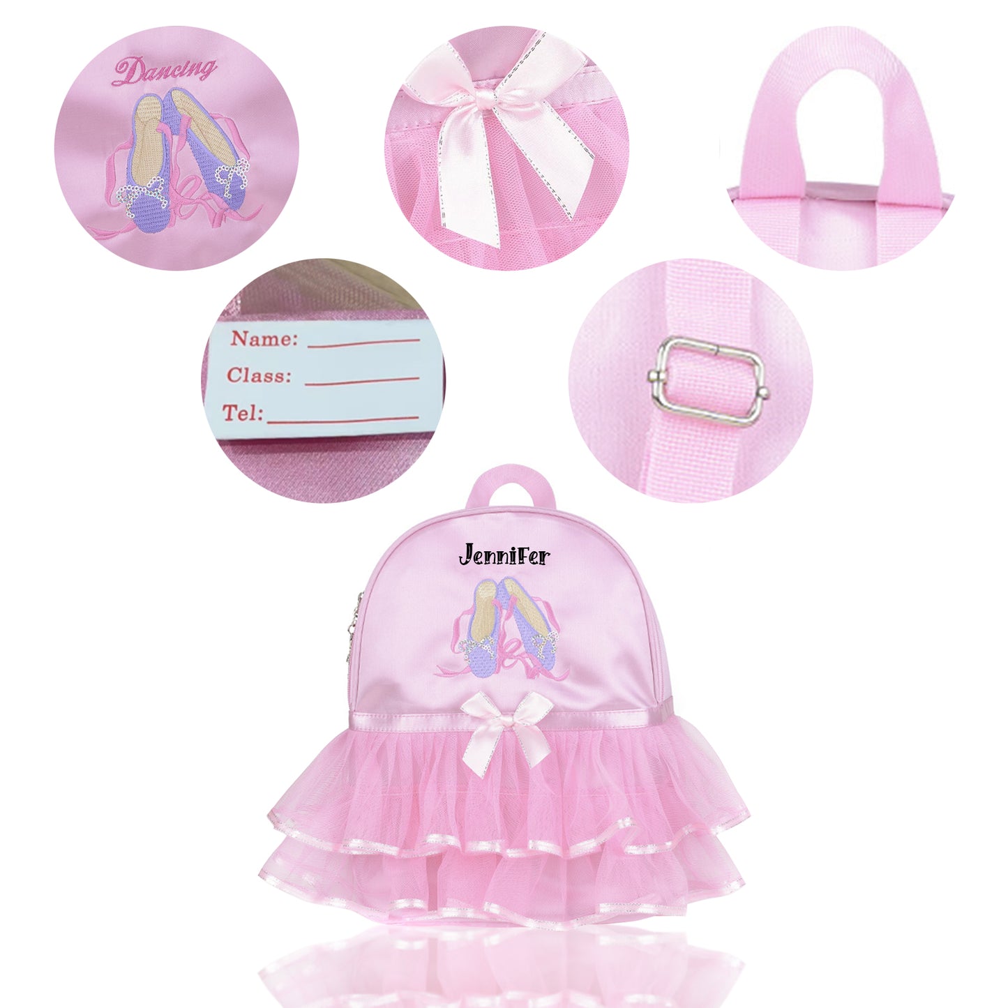 Personalized Kids Dance Ballet Bag Large Capacity Fashion Tote with Keychain Bag
