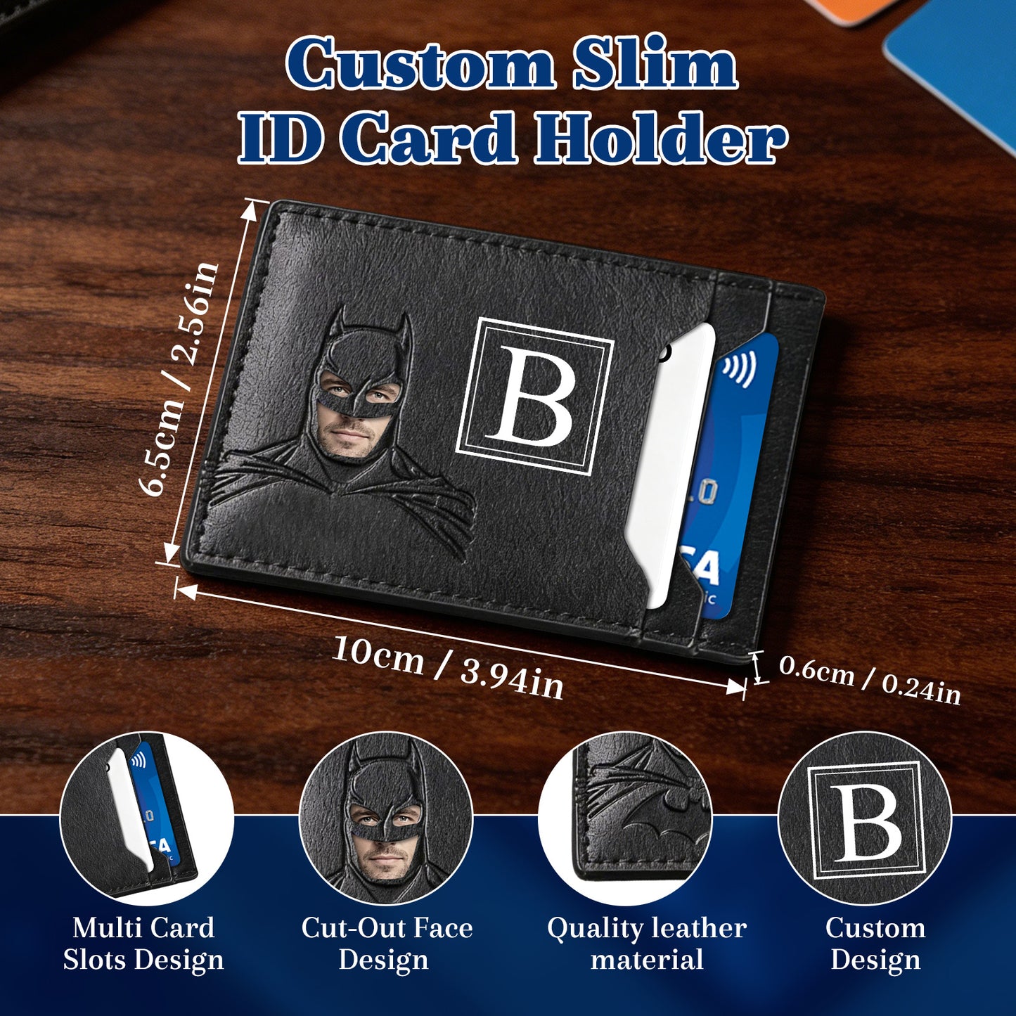 Personalized Bat Wallet with Name Slim