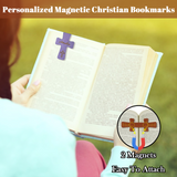 Personalized Magnetic Christian Bookmarks Custom PU Leather Bookmark with Name & Bible Verses Catholic Cross Book Marks Religious Gifts for Women Students Teachers Father Book Lovers-xmj