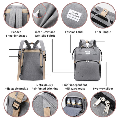 Personalized 3 in 1 Diaper Bag Backpack with Changing Station