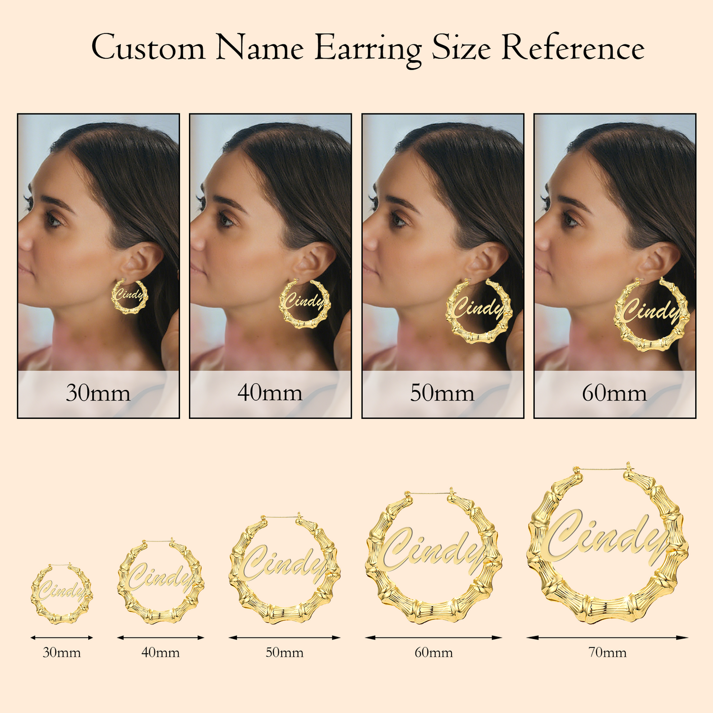 Personalized Bamboo Earrings for Women , Jewelry Gift for Women