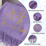 Personalized Embroidered Scarf Unisex Custom Shawls Embroidered Name Constellations Birth Flower Women's Wraps for Daily Travel Xmas Wedding Birthday Gifts for Bride Bridesmaid Mom Lover Friends