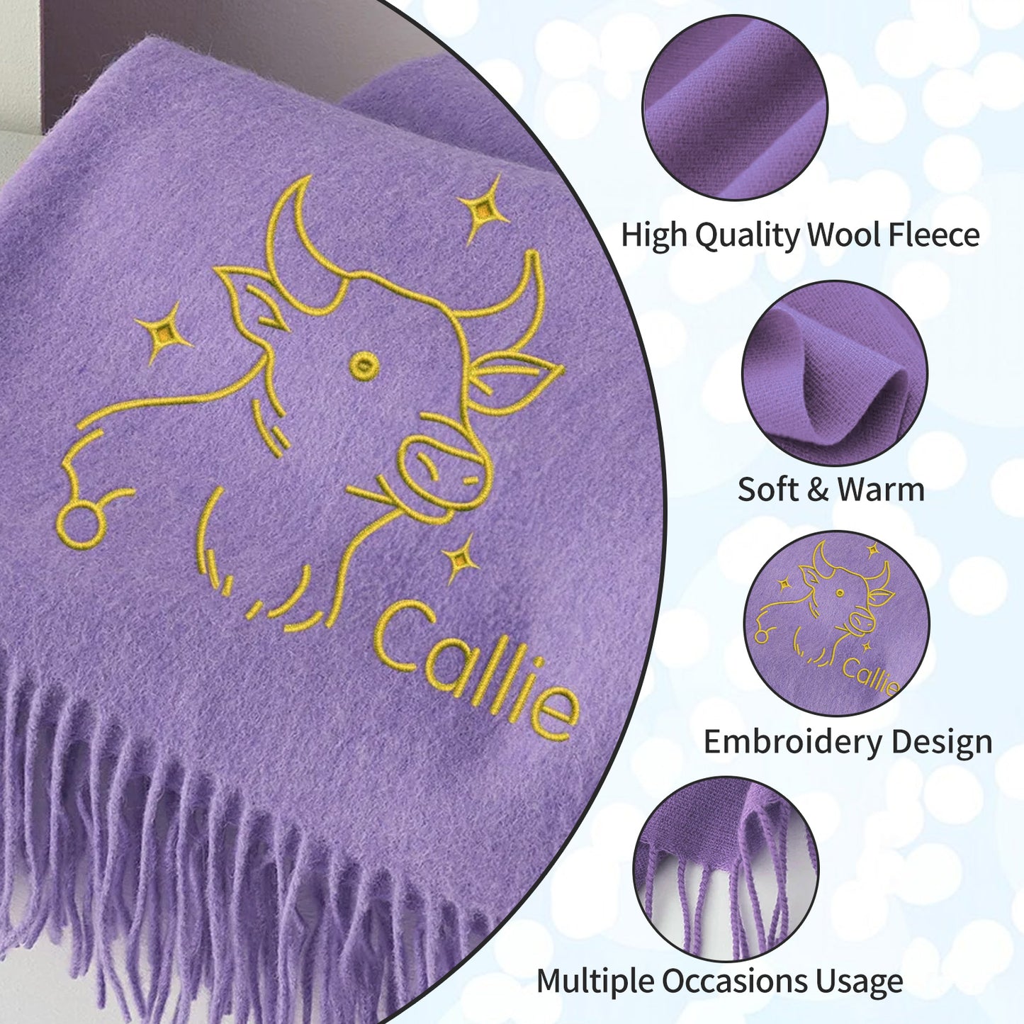 Personalized Embroidered Scarf