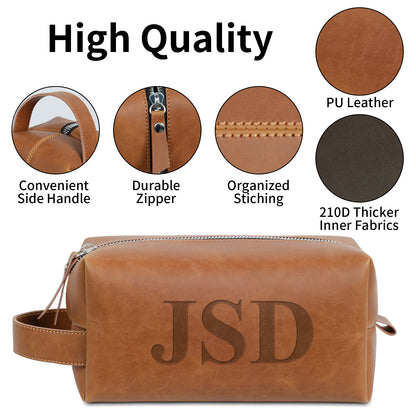 Personalized Toiletry Bag Customizable PU Leather Bag Dopp Kit Waterproof Wash Bag Suitable