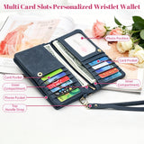 Personalized Wristlet Wallet for Women Custom Pearl Initial Birth Flower and Name PU Leather Wallet with Coin Pocket Id Window & Grip Hand Strap Mother's Day Birthday Gift for Mom Friends-xmj