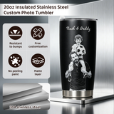 Personalized 20oz Tumbler with Engraved Picture & Text 20 Oz Stainless Steel Travel Tumbler Cup Mug Personalized Gifts for Father's Day Birthday Christmas Anniversary for Men Women Kids